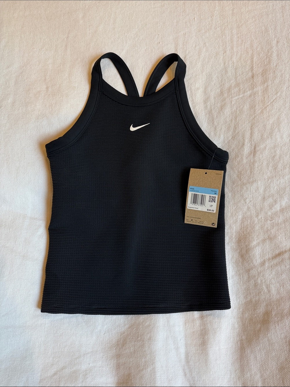 NWT Nike Black Racerback Athletic Tank Top with White Swoosh